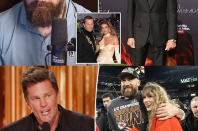 Tom Brady just threw shade at Travis Kelce: “If he had focused more on football instead of Taylor Swift, maybe the Chiefs would’ve had a three-peat.” Jason Kelce wasn’t having it and fired back: “Maybe Tom should’ve focused more on his wife.” The exchange left fans buzzing with excitement!  Here’s what Tom Brady and Jason Kelce actually said.