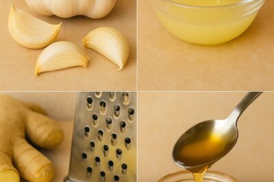 Boost your health with this powerful trio! Mix garlic, lemon juice, grated ginger, and honey for a potent elixir. Take one teaspoon daily and experience the benefits for yourself.