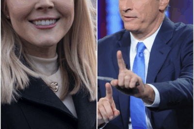 LIVE TV SHOCK: Jon Stewart just dropped a brutal “YOUR BRAIN MISSED MAKEUP” bomb on Karoline Leavitt — and her meltdown unfolded in real time